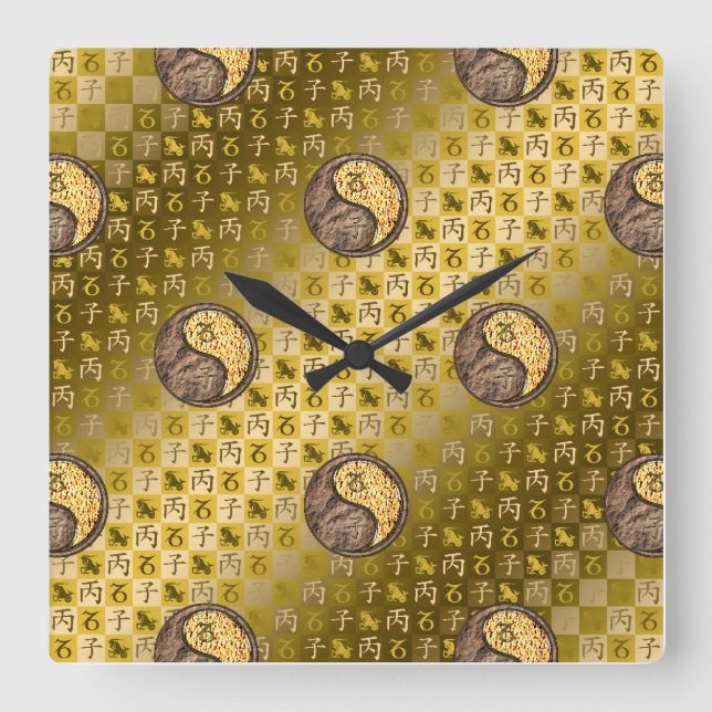 Capricorn & Fire Rat Square Wall Clock (Front)
