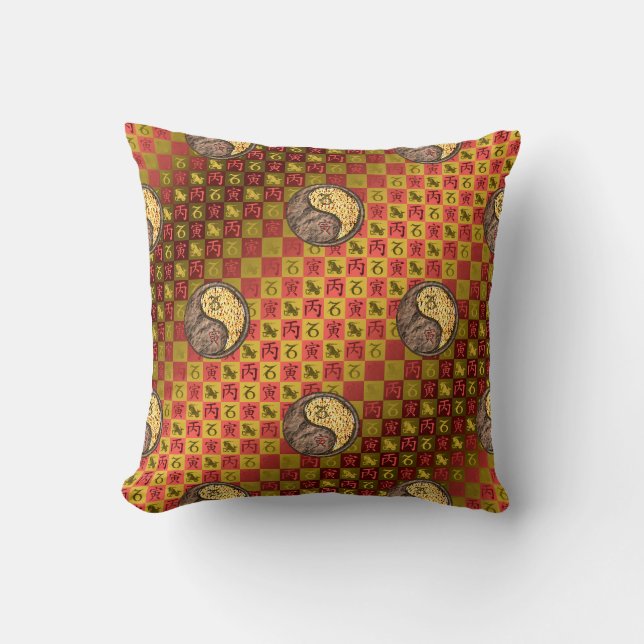Capricorn & Fire Tiger Throw Pillow (Front)