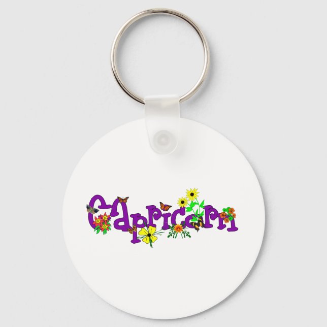 Capricorn Flowers Keychain (Front)