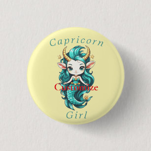 Capricorn Girl Mermaid Thunder_Cove 1 Inch Round Button