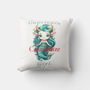 Capricorn Girl Mermaid Thunder_Cove Throw Pillow
