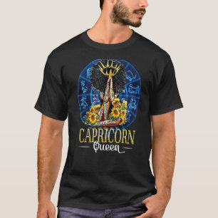 Capricorn Girl Womens Purple Queen Black Zodiac Bi T-Shirt