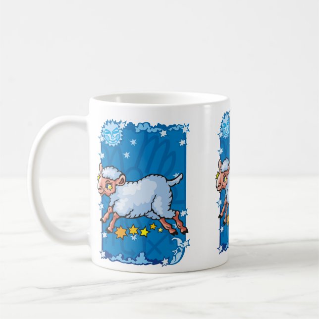 Capricorn goat-sheep leaping in the Stars Coffee Mug (Left)