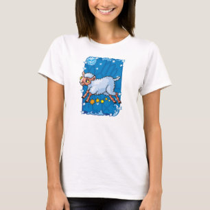Capricorn goat-sheep leaping in the Stars T-Shirt