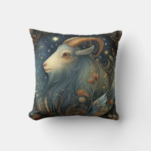 Capricorn Goat Zodiac Astrology Celestial Birthday Throw Pillow