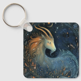 Capricorn Goat Zodiac Astrology Mystical Birthday Keychain