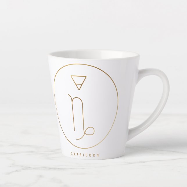Capricorn Gold Zodiac Emblem Latte Mug (Right)