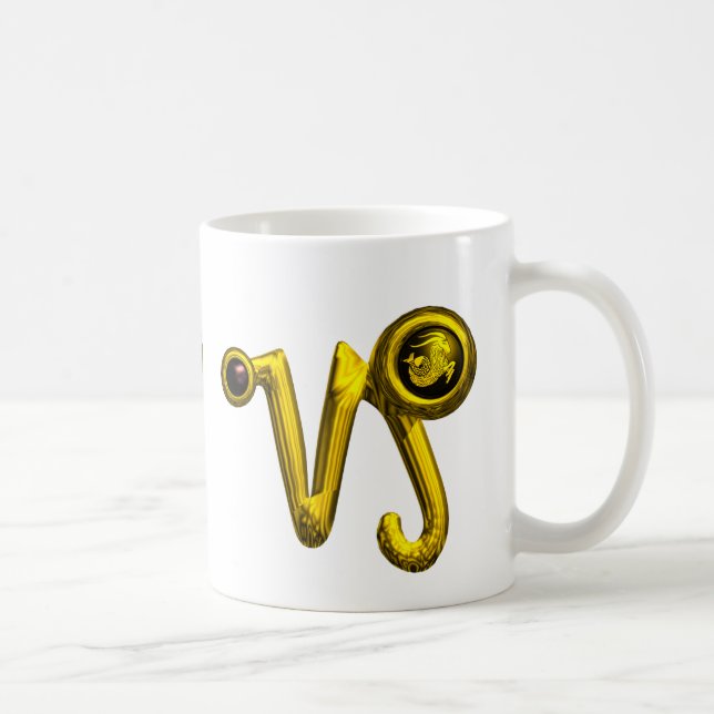 CAPRICORN GOLD ZODIAC SIGN JEWEL COFFEE MUG (Right)