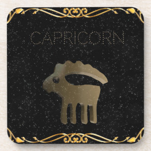 Capricorn golden sign coaster
