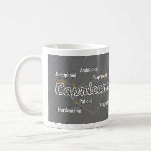 Capricorn Grey Watercolour Astrology Zodiac Sign Coffee Mug