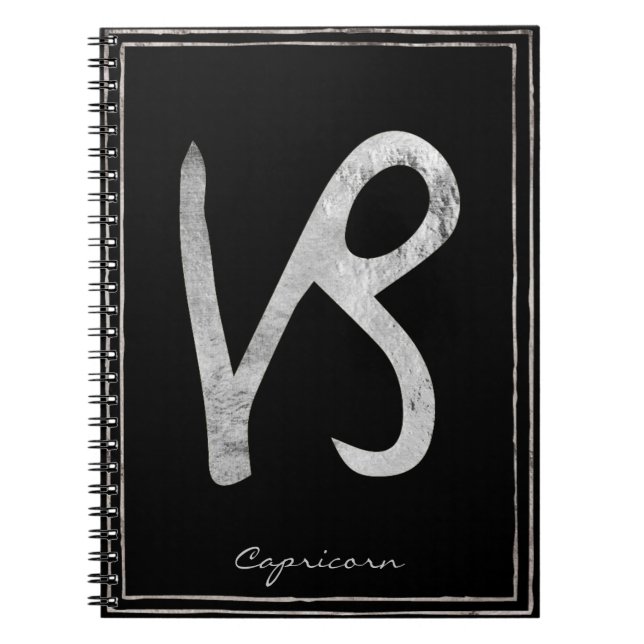 Capricorn hammered silver stylized astrology notebook (Front)