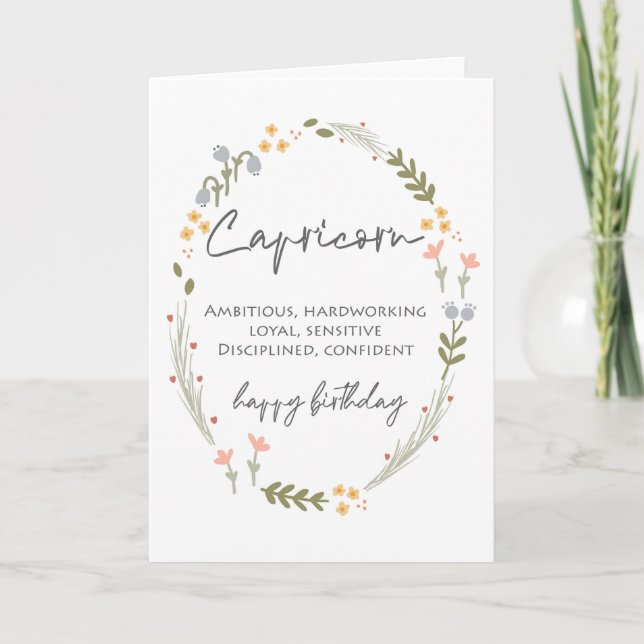 Capricorn Happy Birthday Star SIgn Zodiac Greeting Card (Front)