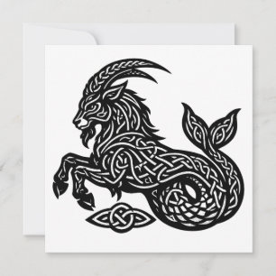Capricorn — Haunted Ink Zodiac Goat‑Fish Invitation