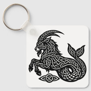 Capricorn — Haunted Ink Zodiac Goat‑Fish Keychain