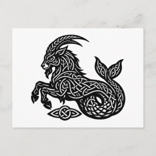 Capricorn — Haunted Ink Zodiac Goat‑Fish Postcard