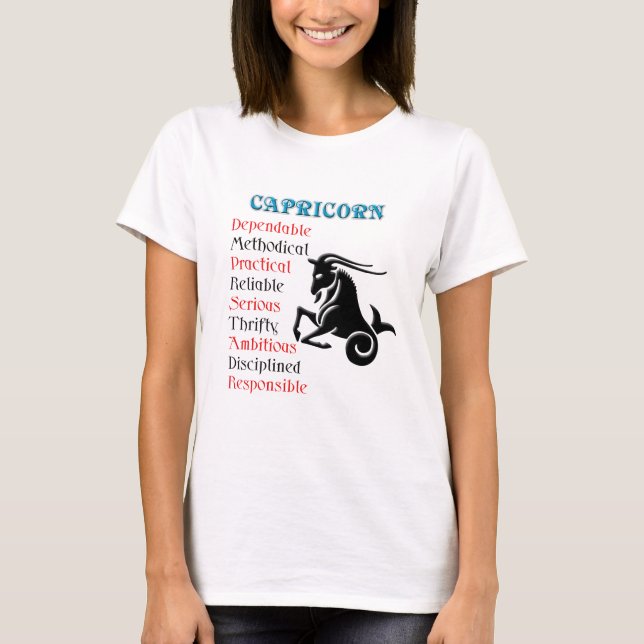 Capricorn Horoscope Zodiac Sign T-Shirt (Front)