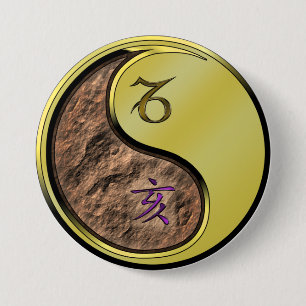 Capricorn & Metal Boar 3 Inch Round Button