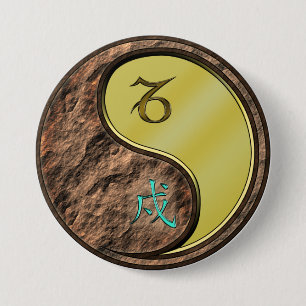 Capricorn & Metal Dog 3 Inch Round Button