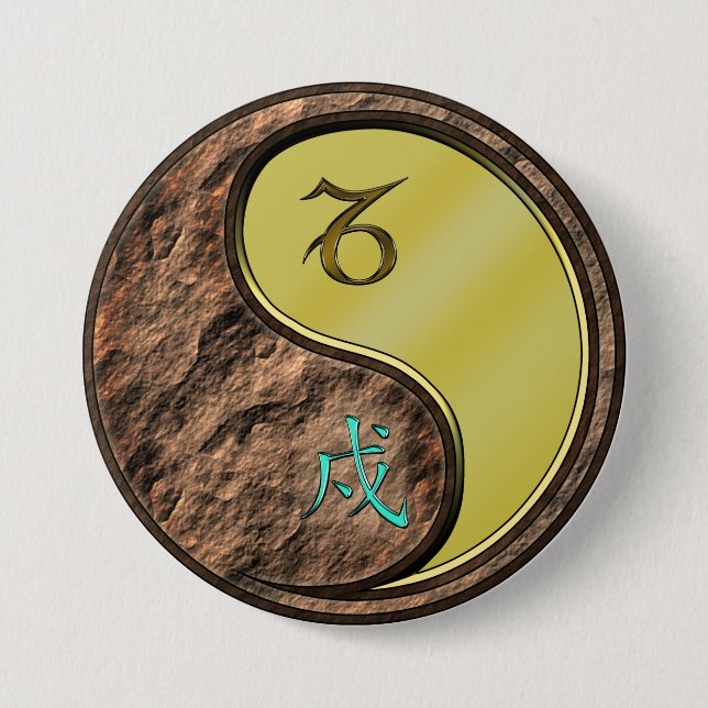 Capricorn & Metal Dog 3 Inch Round Button (Front)