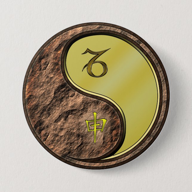 Capricorn & Metal Monkey 3 Inch Round Button (Front)