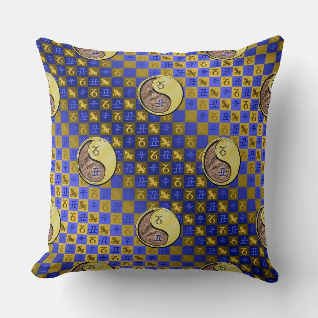 Capricorn & Metal Ox Throw Pillow (Front)