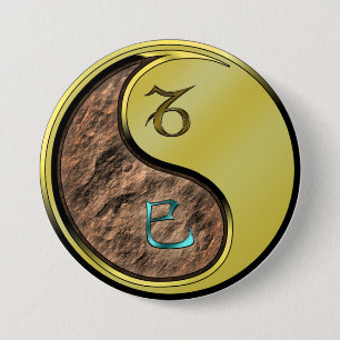 Capricorn & Metal Snake 3 Inch Round Button