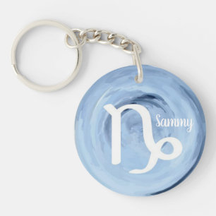 Capricorn Personalized Watercolor Zodiac Sign Keychain
