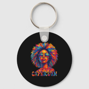 Capricorn Queen Afro Art African American Women Zo Keychain