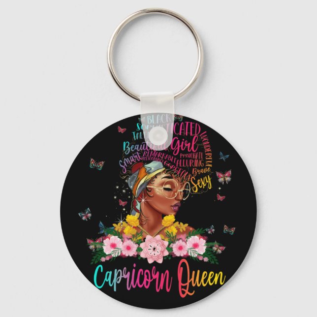 Capricorn Queen Black Women Persistent Beautiful Keychain (Front)