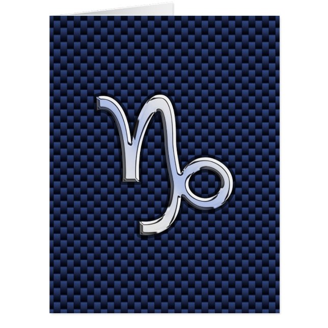Capricorn Sign Navy Blue Carbon Fibre Style (Front)