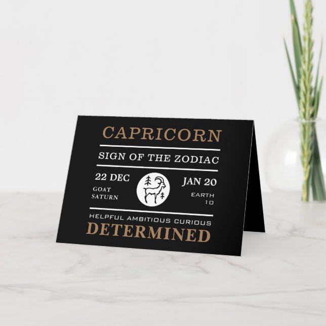 Capricorn Sign of the Zodiac, Astrological Card (Front)