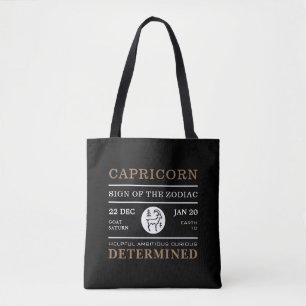 Capricorn Sign of the Zodiac, Astrological Tote Bag