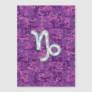 Capricorn Sign on Fuchsia Digital Camouflage