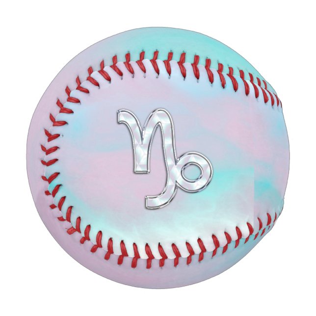 Capricorn Sign on Mother of Pearl Nacre Style Baseball (Front Left)