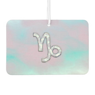 Capricorn Sign on Mother of Pearl Nacre Style Car Air Freshener