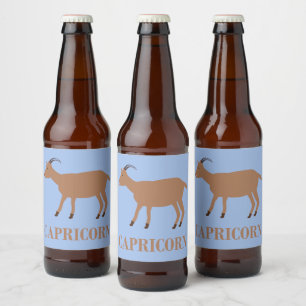 Capricorn Star Sign Goat Beer Bottle Label