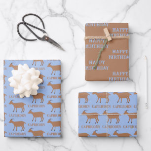 Capricorn Star Sign Goat Custom Birthday Wrapping Paper Sheet