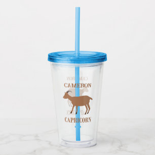 Capricorn Star Sign Goat Custom Name Acrylic Tumbler