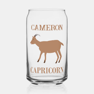 Capricorn Star Sign Goat Custom Name Can Glass