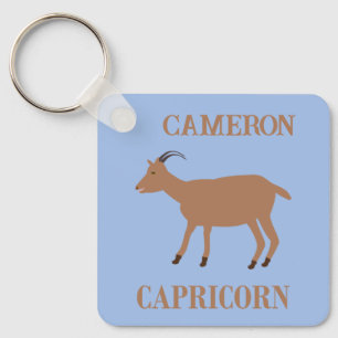 Capricorn Star Sign Goat Custom name Keychain