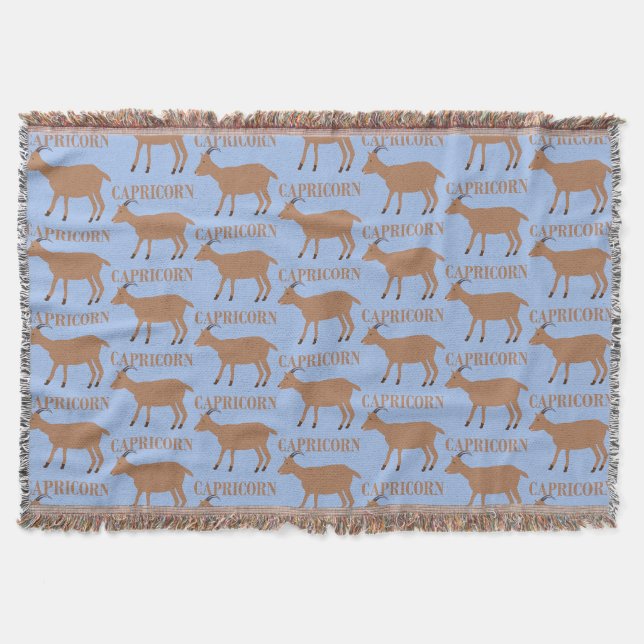 Capricorn Star Sign Goat Throw Blanket (Front)