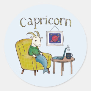 Capricorn star sign Sea Goat zodiac star Classic Round Sticker