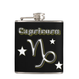 Capricorn symbol hip flask