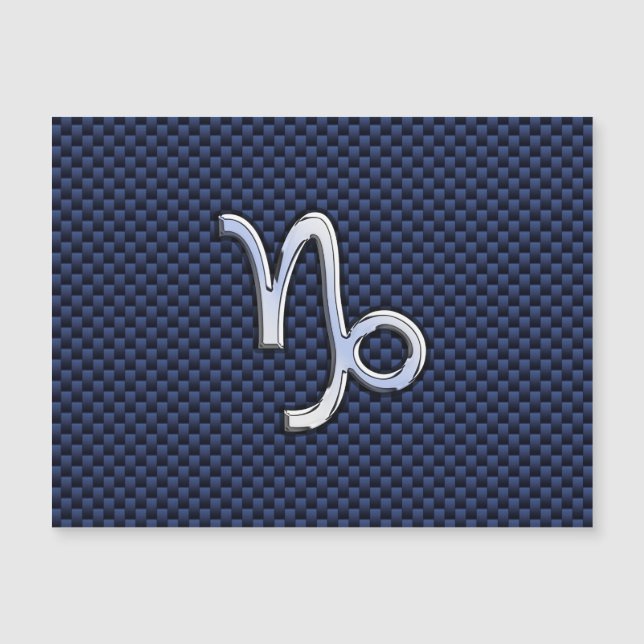 Capricorn Symbol Navy Carbon Fibre Style (Front)