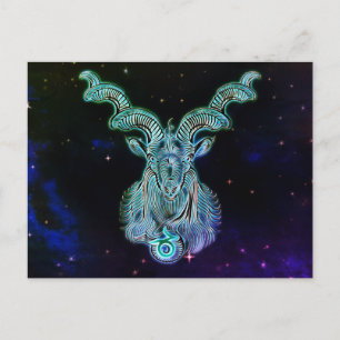 capricorn the goat zodiac postcard