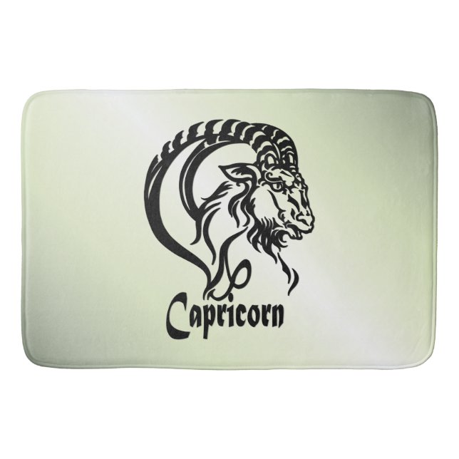 Capricorn the Sea Goat Zodiac Green Bath Mat (Front)