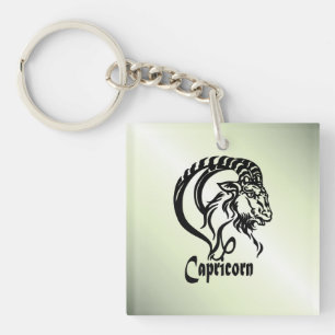 Capricorn the Sea Goat Zodiac Green Keychain