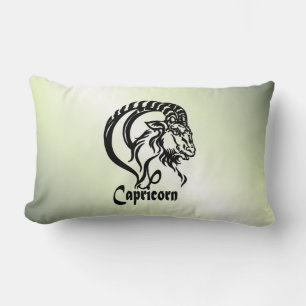 Capricorn the Sea Goat Zodiac Green Lumbar Pillow