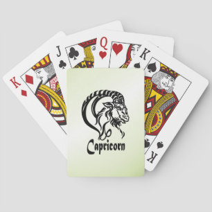 Capricorn the Sea Goat Zodiac Green Playing Cards