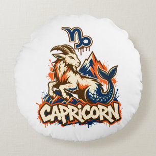 Capricorn Urban Street Art Graffiti Round Pillow